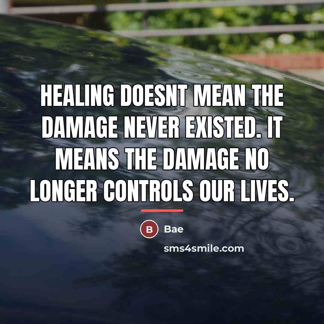 “Healing doesnt mean the damage never existed. it means the…” quote by Bae