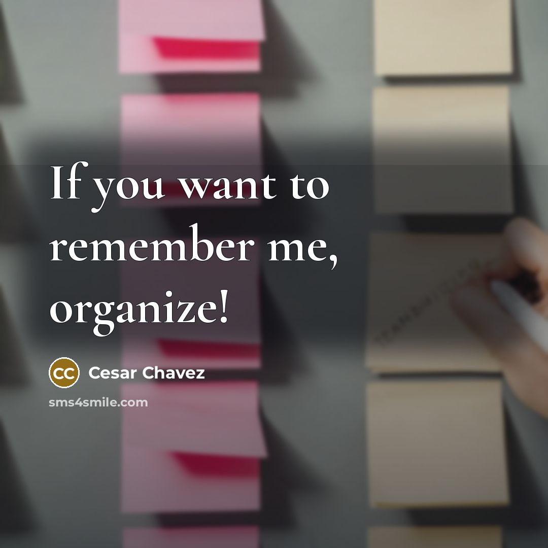 “If you want to remember me, organize!…” quote by Cesar Chavez