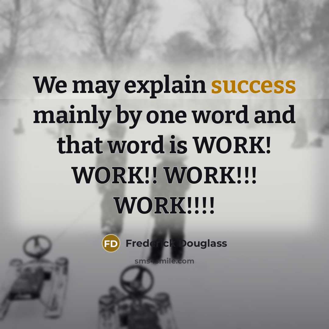 “We may explain success mainly by one word and that…” quote by Frederick Douglass