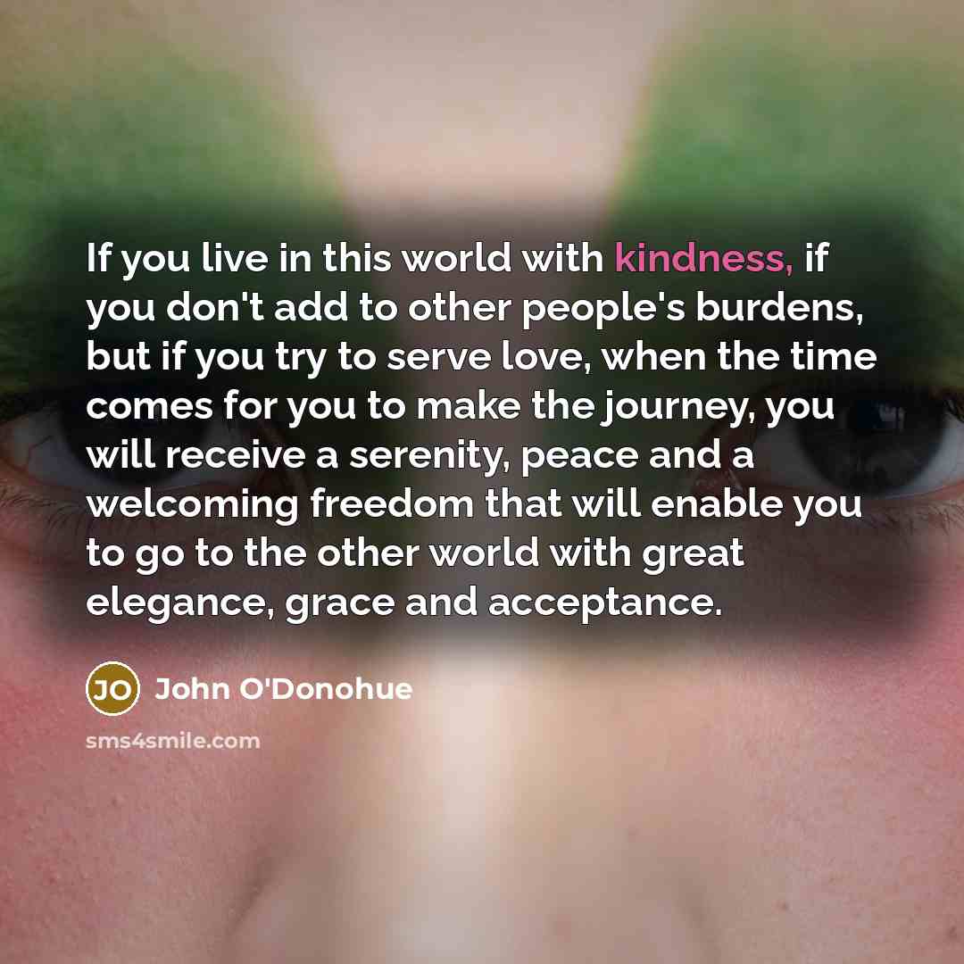 “If you live in this world with kindness, if you…” quote by John O'Donohue