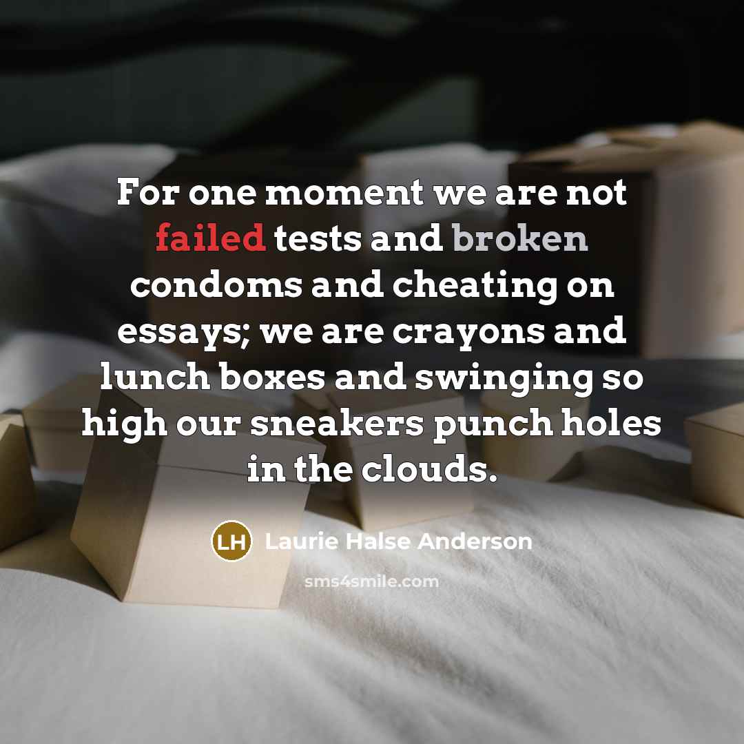 “For one moment we are not failed tests and broken…” quote by Laurie Halse Anderson