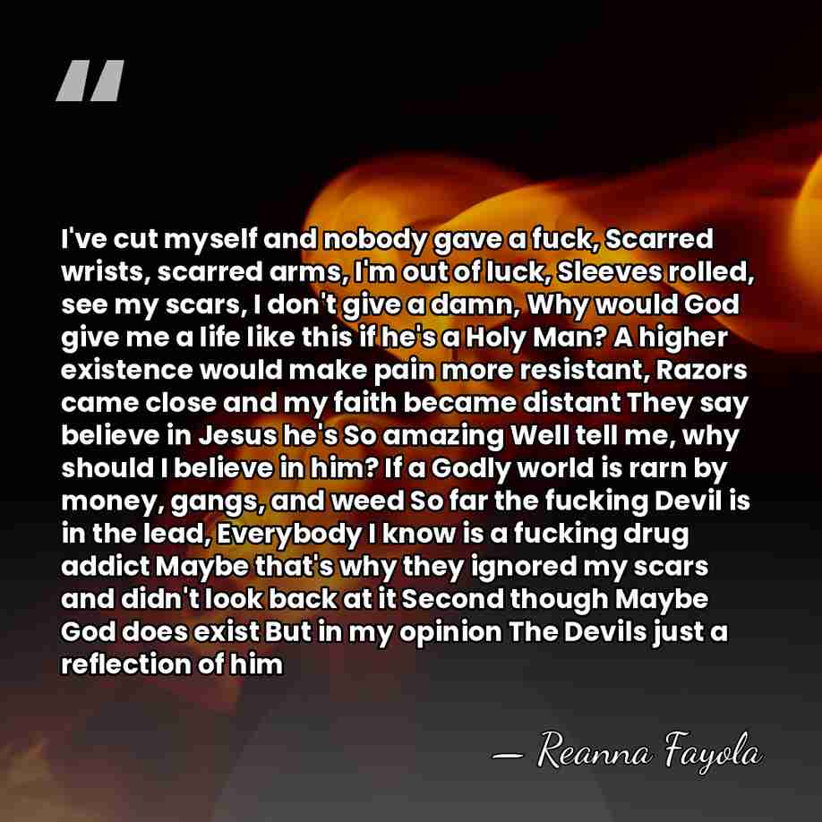 I've cut myself and nobody gave a fuck, Scarred wrists, scarred arms,&hellip; - Reanna Fayola