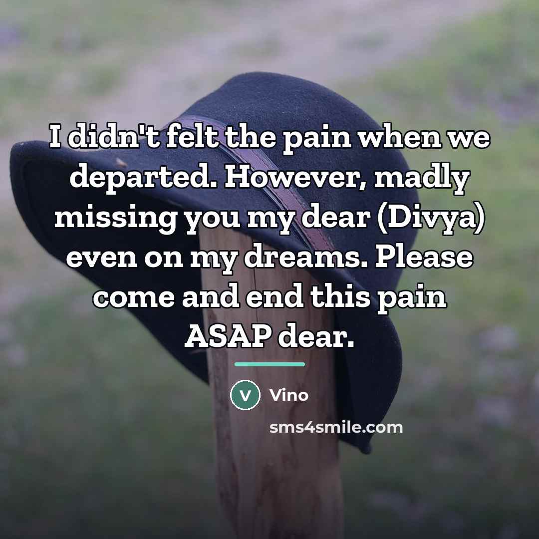 “I didn't felt the pain when we departed. However, madly…” quote by Vino