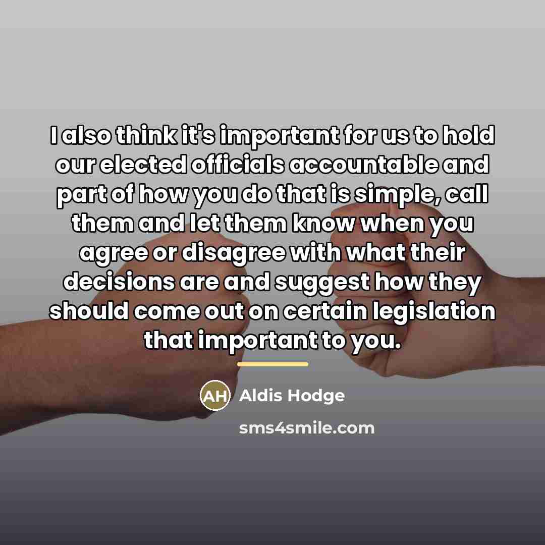 “I also think it's important for us to hold our…” quote by Aldis Hodge