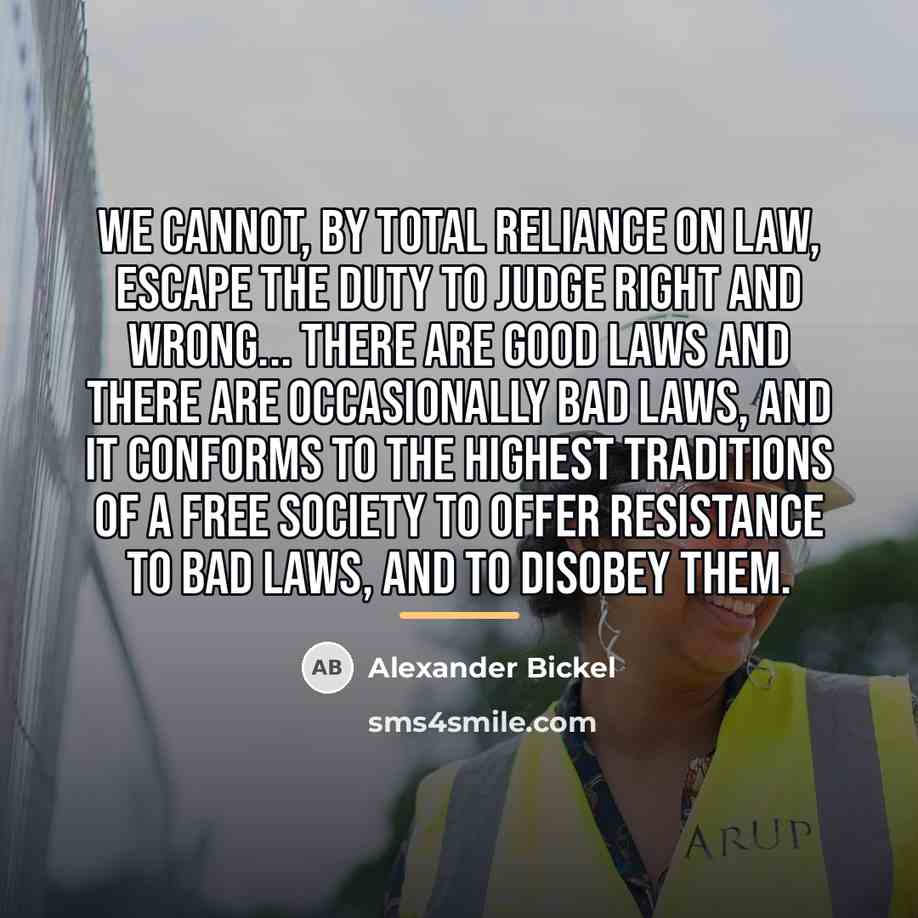 “We cannot, by total reliance on law, escape the duty…” quote by Alexander Bickel