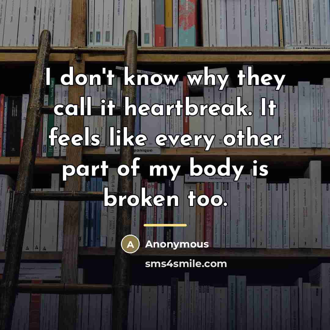 “I don't know why they call it heartbreak. It feels…” quote by Anonymous
