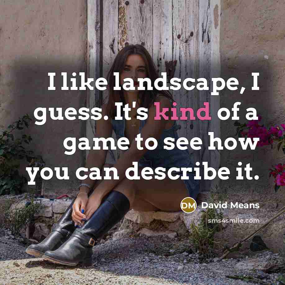 “I like landscape, I guess. It's kind of a game…” quote by David Means