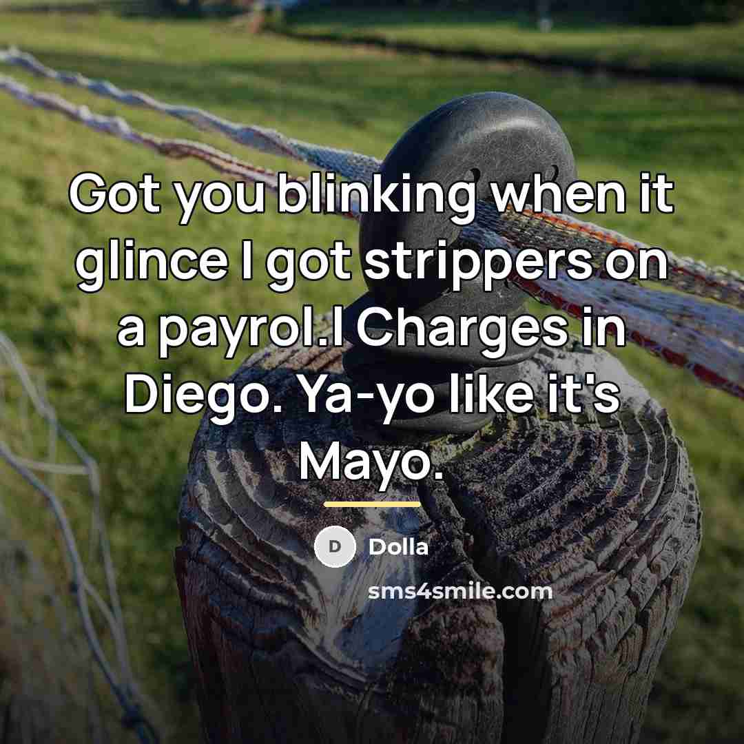 “Got you blinking when it glince I got strippers on…” quote by Dolla