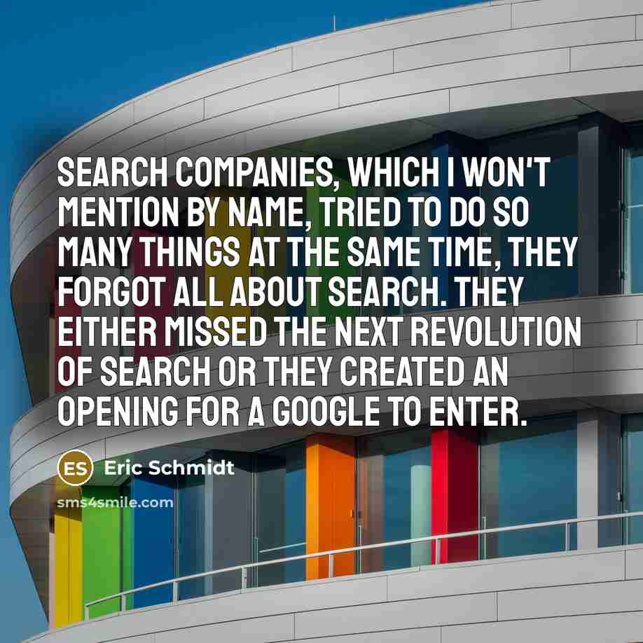 “Search companies, which I won't mention by name, tried to…” quote by Eric Schmidt