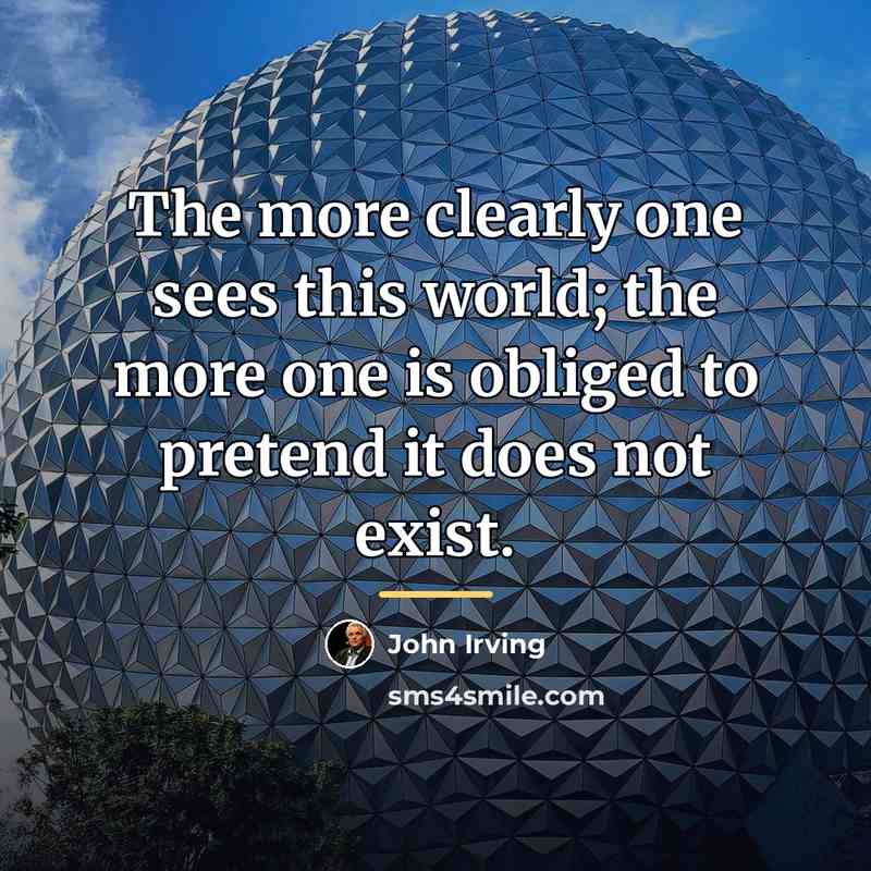 “The more clearly one sees this world; the more one…” quote by John Irving