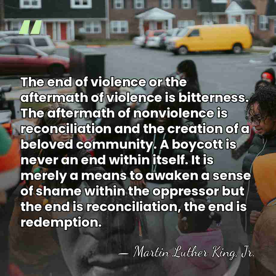 The end of violence or the aftermath of violence is bitterness. The&hellip; - Martin Luther King, Jr.