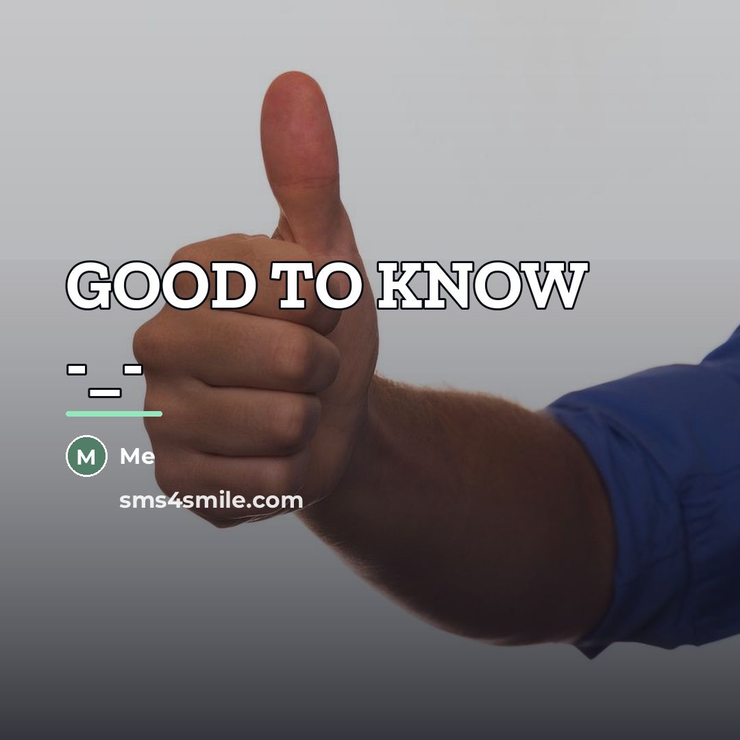 “GOOD TO KNOW -_-…” quote by Me