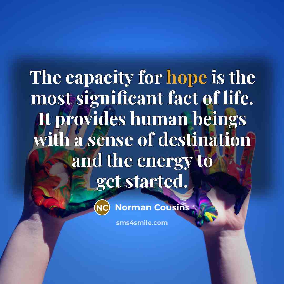 “The capacity for hope is the most significant fact of…” quote by Norman Cousins