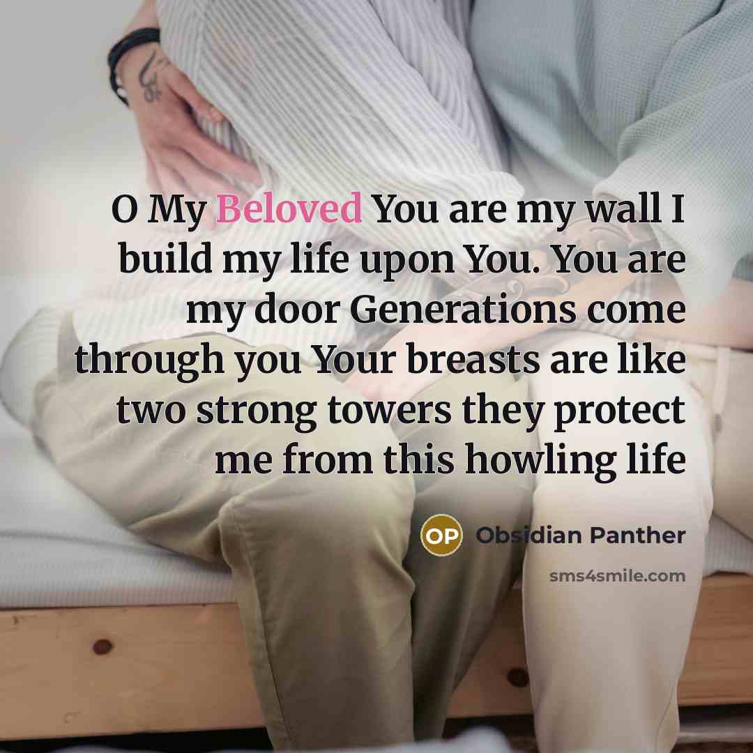 “O My Beloved You are my wall I build my…” quote by Obsidian Panther