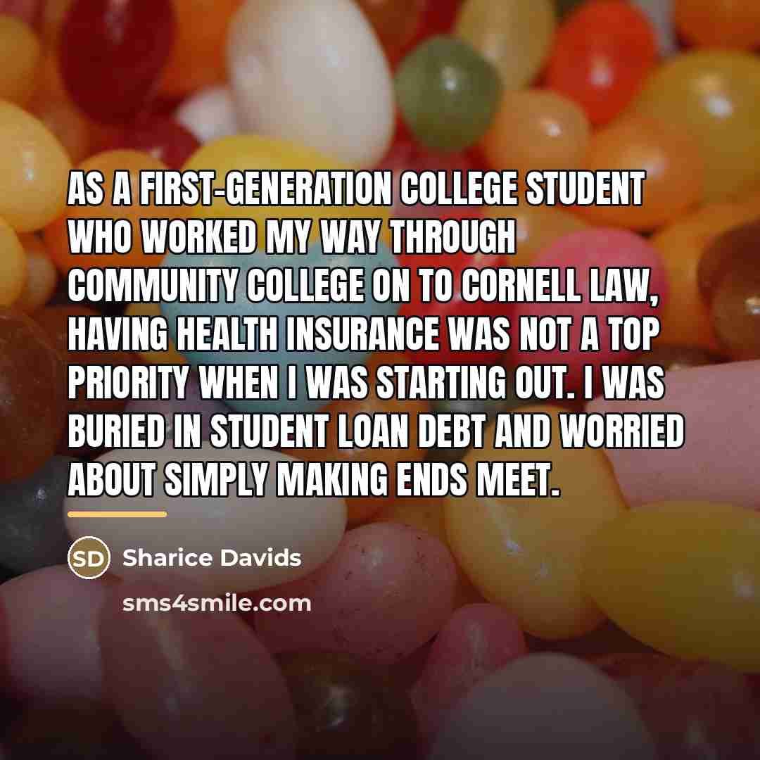 “As a first-generation college student who worked my way through…” quote by Sharice Davids