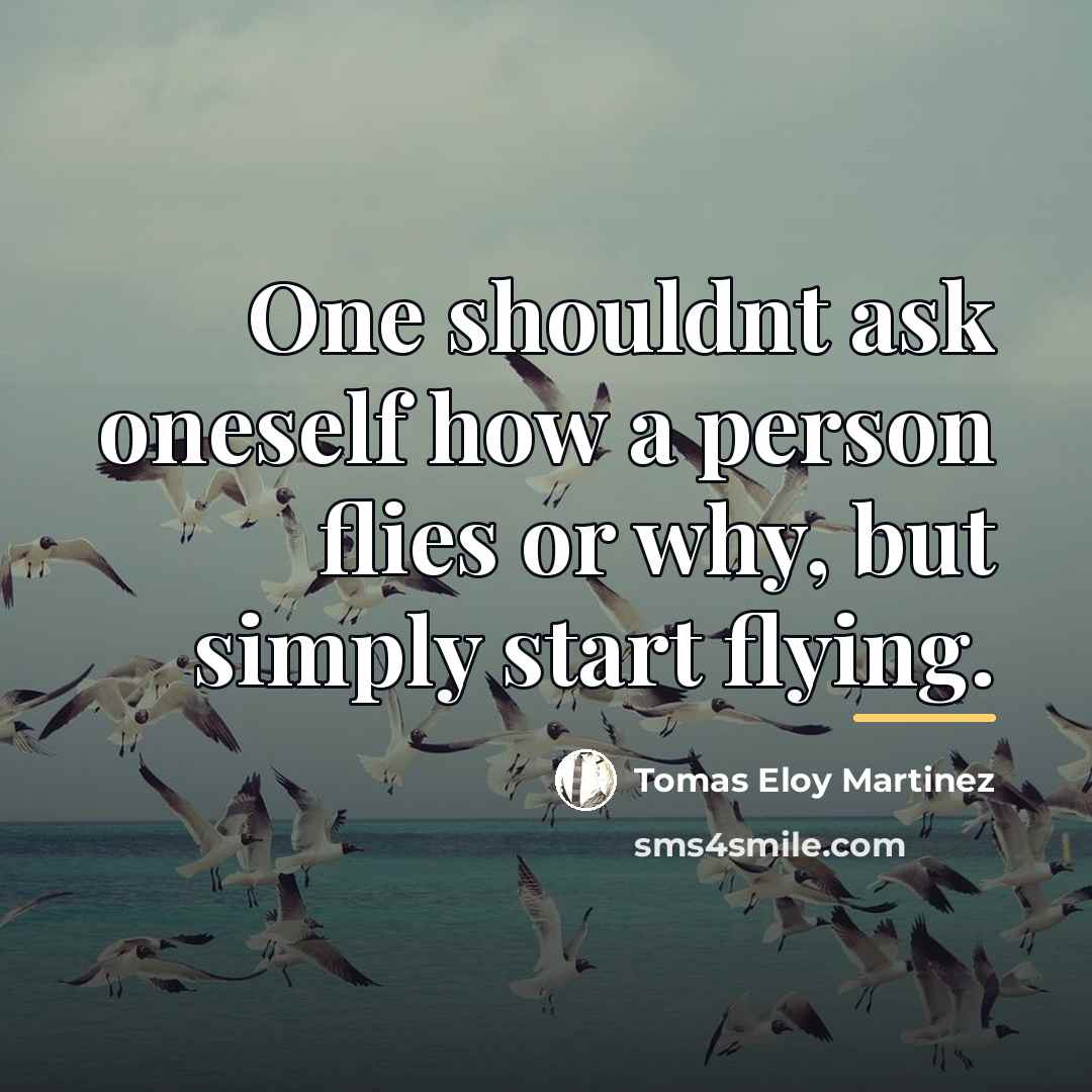 “One shouldnt ask oneself how a person flies or why,…” quote by Anonymous