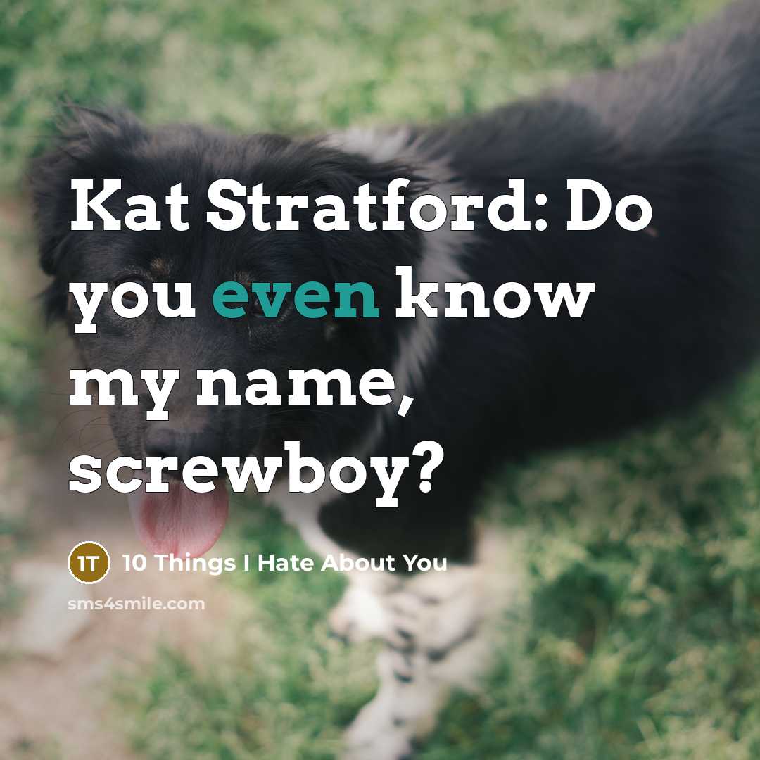 “Kat Stratford: Do you even know my name, screwboy?…” quote by 10 Things I Hate About You