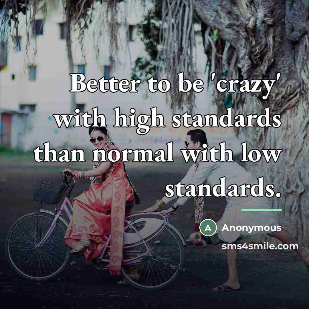 “Better to be 'crazy' with high standards than normal with…” quote by Anonymous