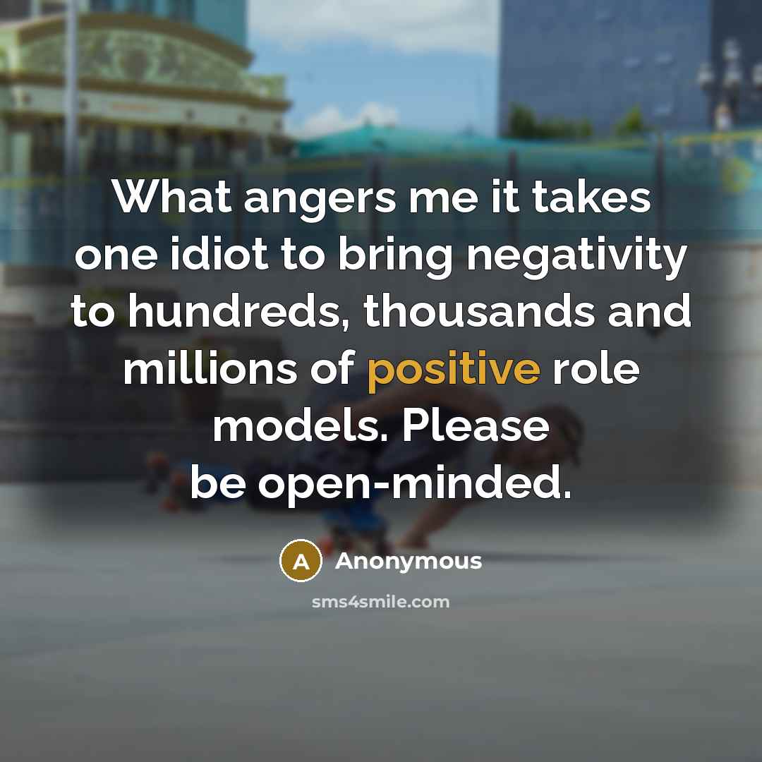 “What angers me it takes one idiot to bring negativity…” quote by Anonymous