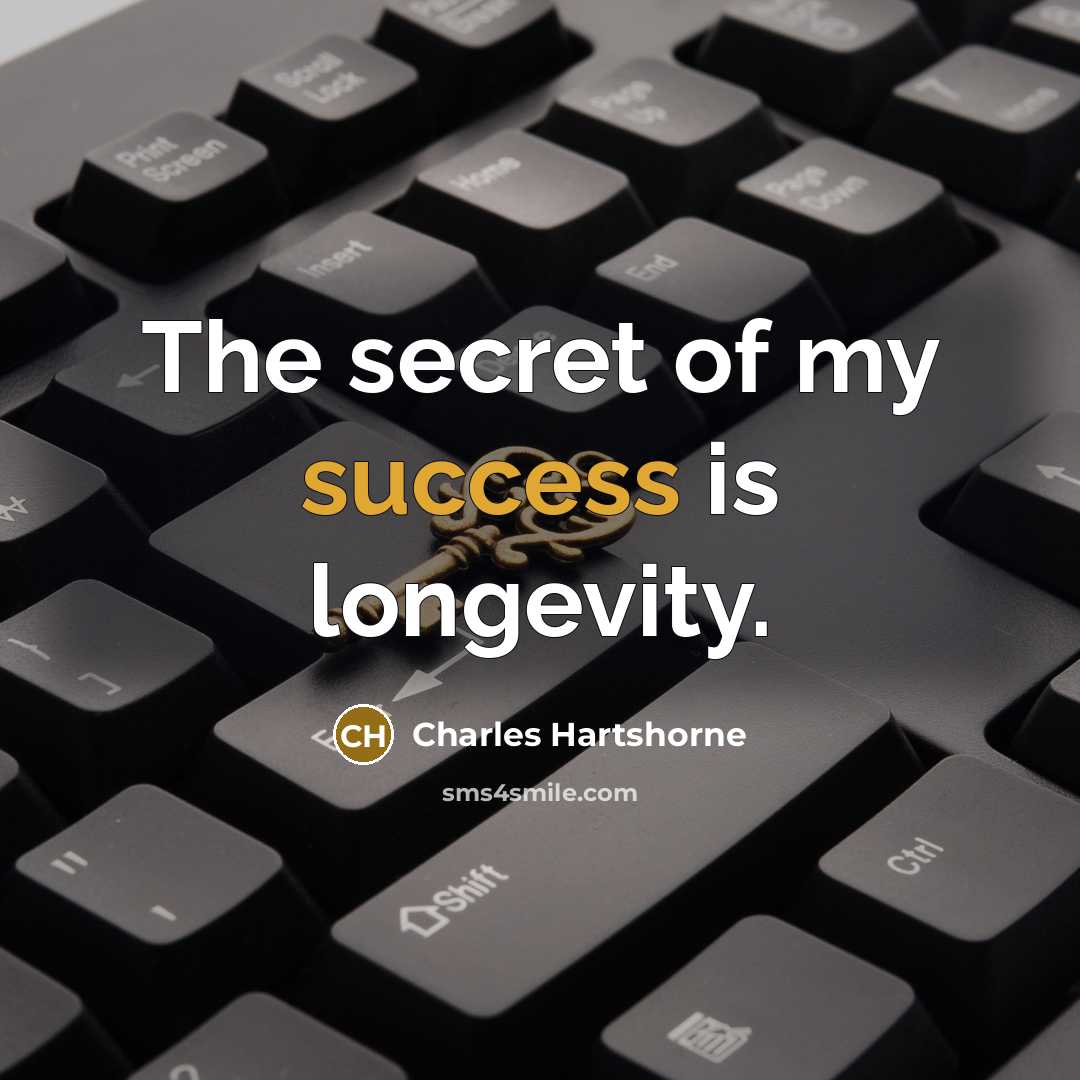 “The secret of my success is longevity.…” quote by Charles Hartshorne