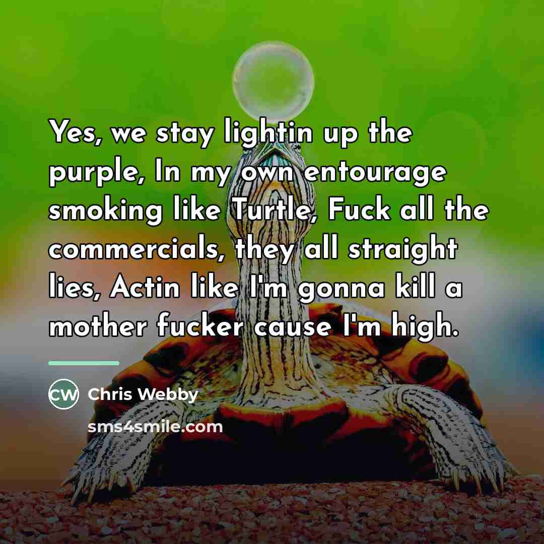 “Yes, we stay lightin up the purple, In my own…” quote by Chris Webby