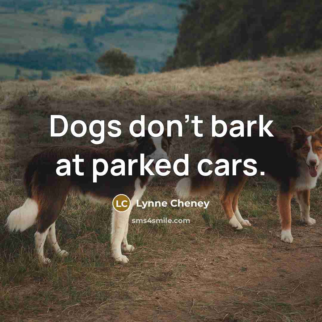 “Dogs don't bark at parked cars.…” quote by Lynne Cheney