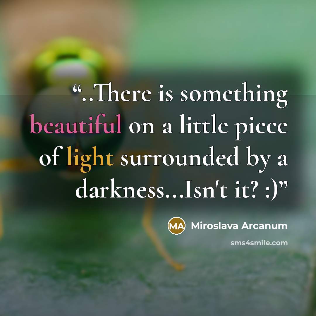“..There is something beautiful on a little piece of light surrounded by a darkness...Isn't it? :)” quote by Miroslava Arcanum