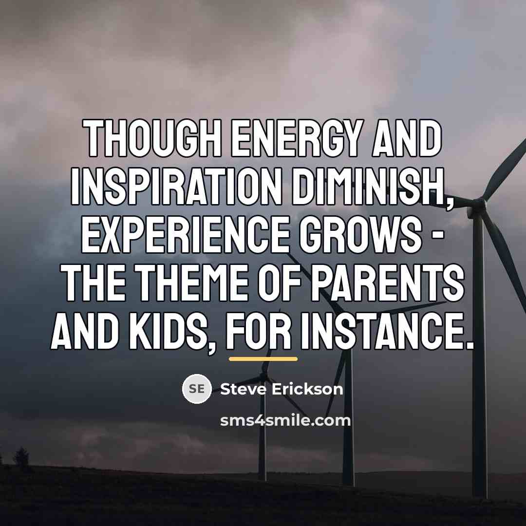 “Though energy and inspiration diminish, experience grows - the theme…” quote by Steve Erickson