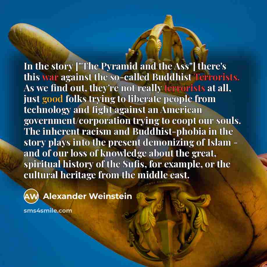 “In the story ["The Pyramid and the Ass"] there's this…” quote by Alexander Weinstein
