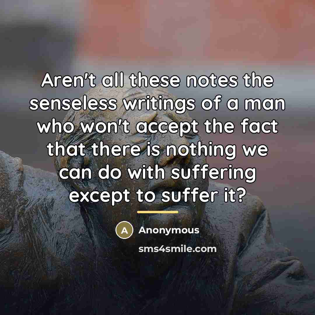 “Aren't all these notes the senseless writings of a man…” quote by Anonymous