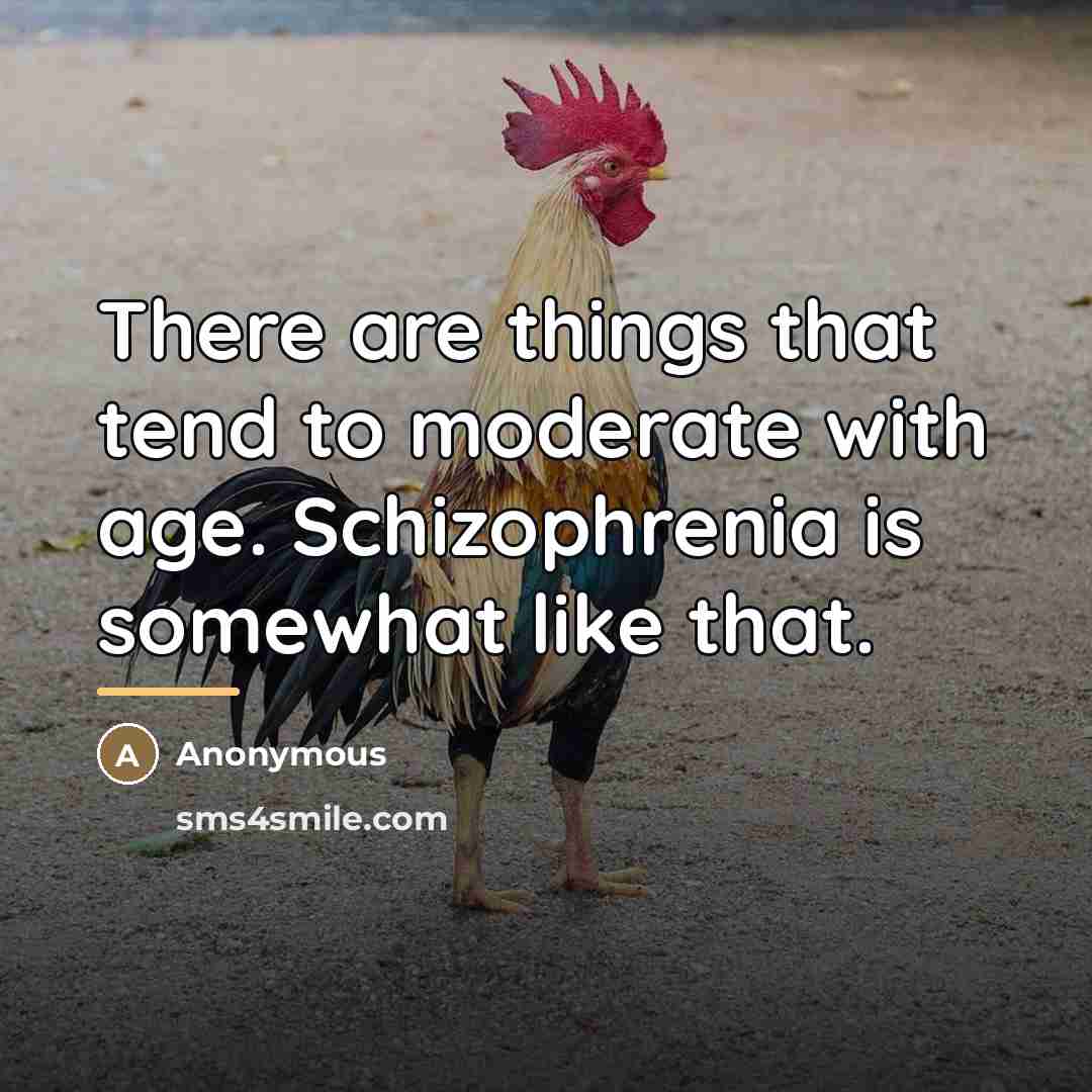 “There are things that tend to moderate with age. Schizophrenia…” quote by Anonymous