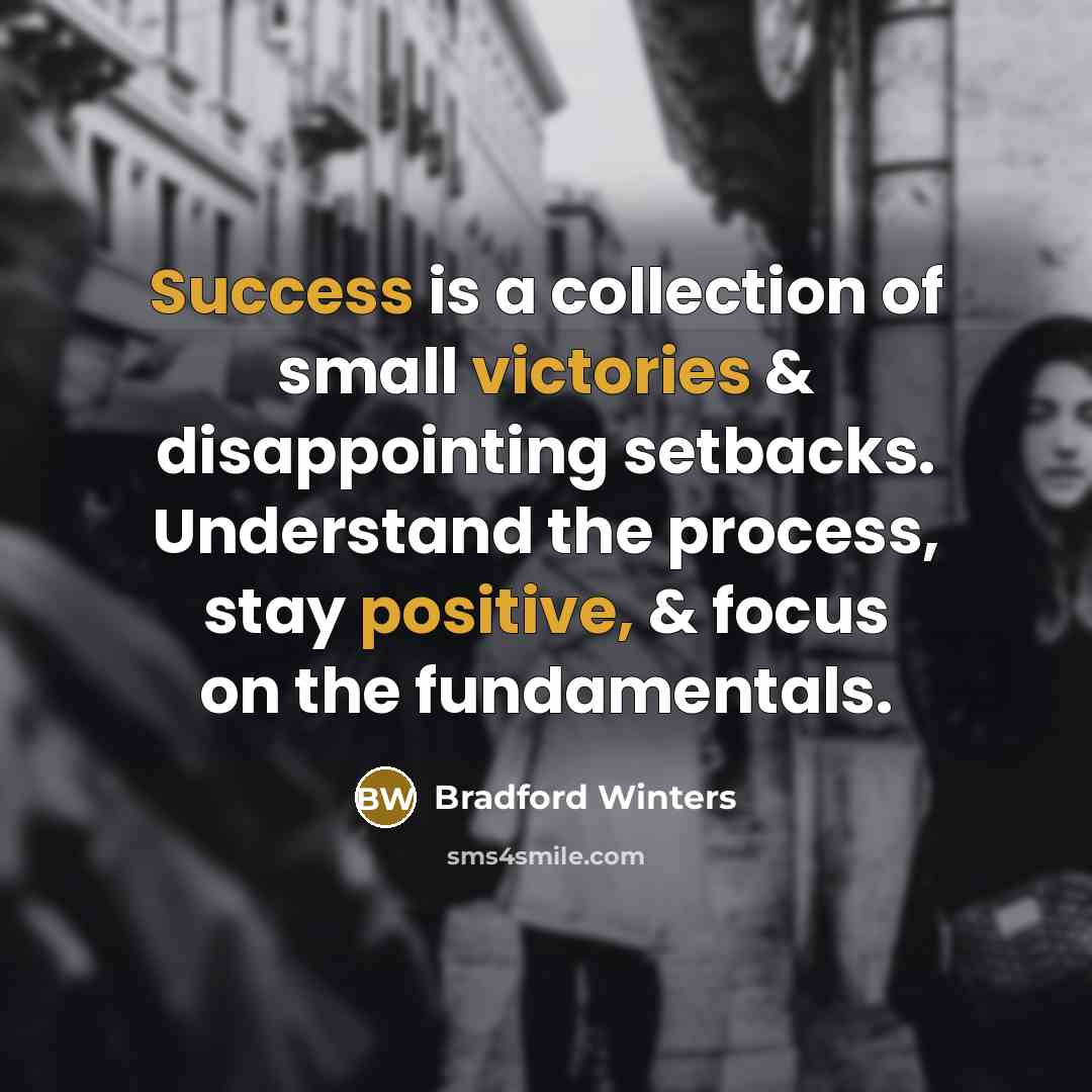 “Success is a collection of small victories & disappointing setbacks.…” quote by Bradford Winters