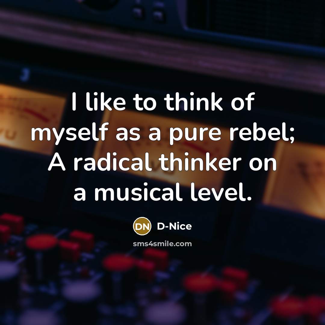 “I like to think of myself as a pure rebel; A radical thinker on a musical level.” quote by D-Nice