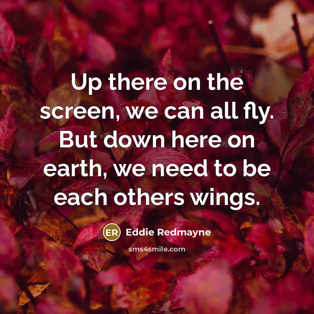 “Up there on the screen, we can all fly. But…” quote by Eddie Redmayne