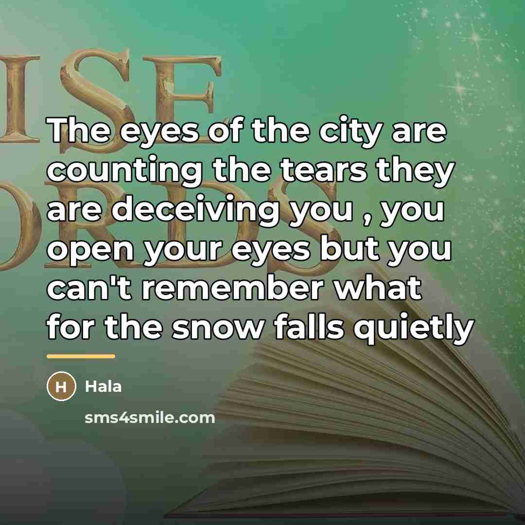 “The eyes of the city are counting the tears they…” quote by Hala