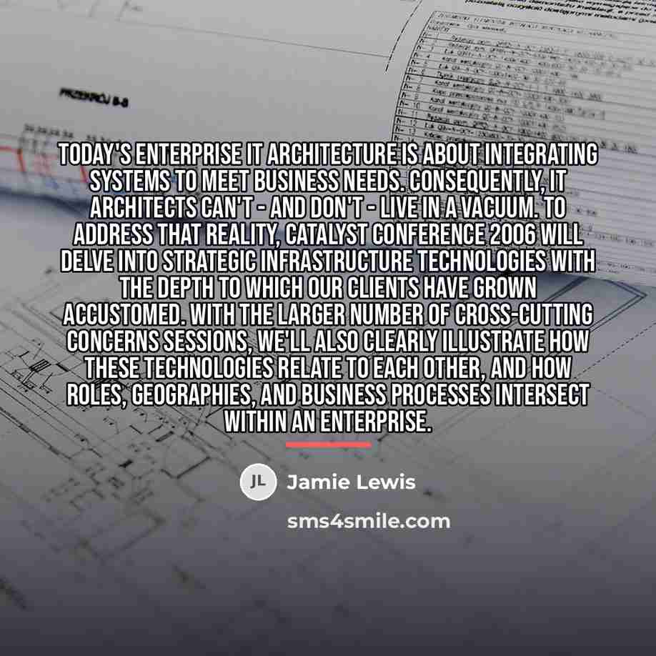 “Today's enterprise IT architecture is about integrating systems to meet…” quote by Jamie Lewis