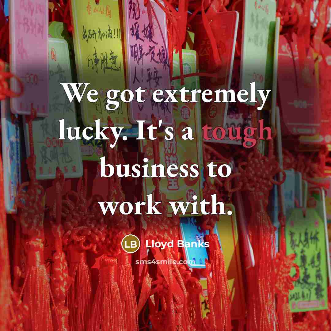 “We got extremely lucky. It's a tough business to work…” quote by Lloyd Banks