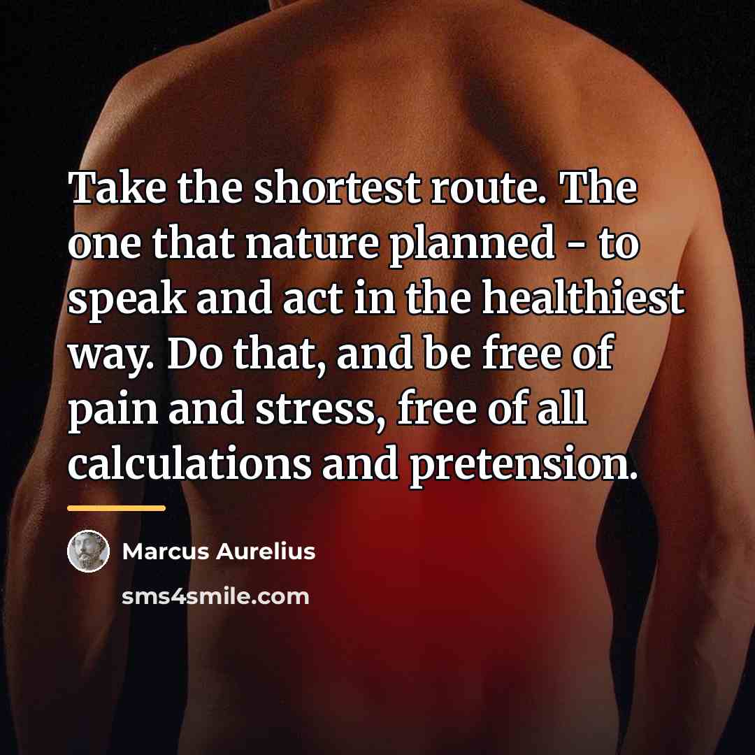 “Take the shortest route. The one that nature planned -…” quote by Marcus Aurelius