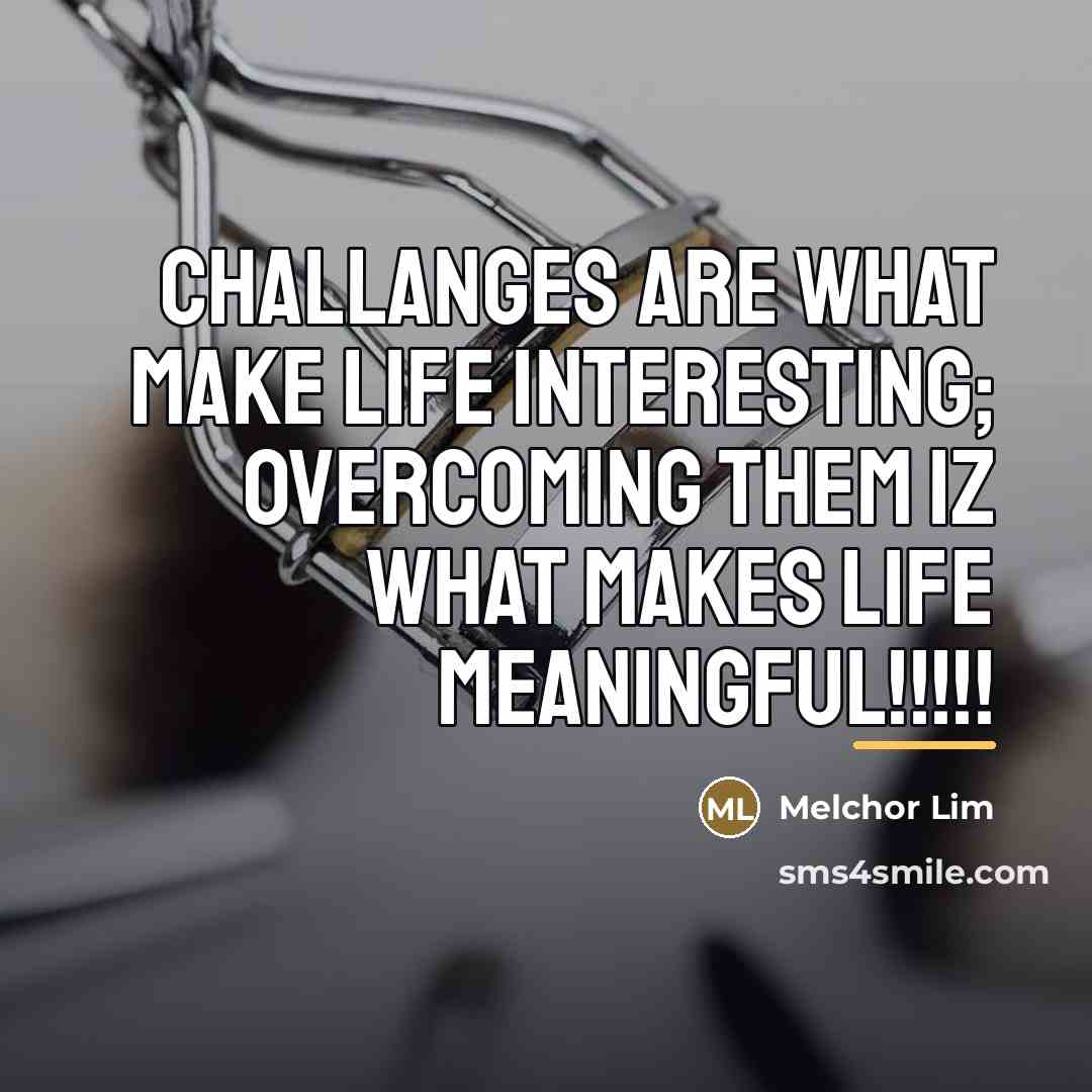 “Challanges are what make life interesting; overcoming them iz what…” quote by Melchor Lim
