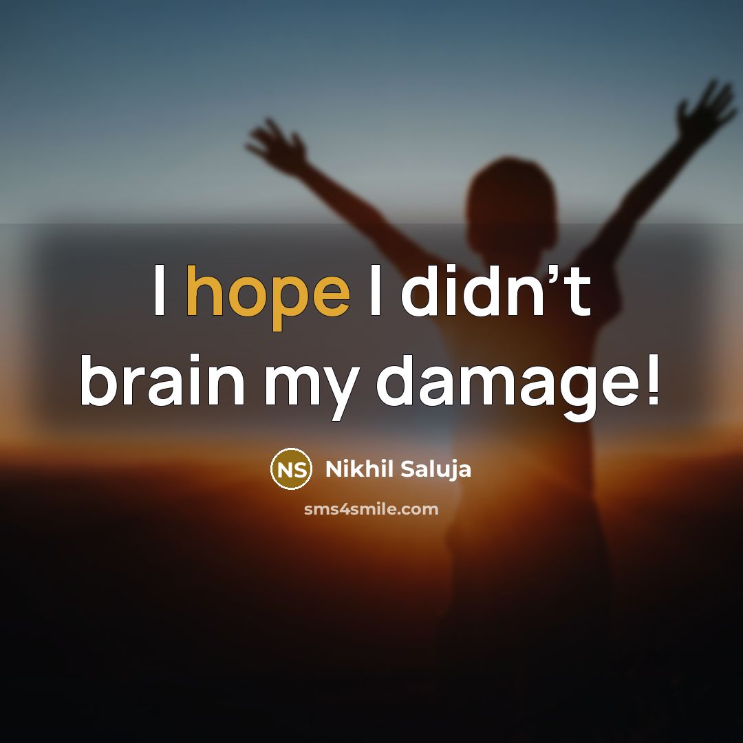 “I hope I didn't brain my damage!…” quote by Nikhil Saluja