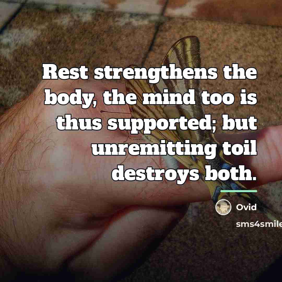 “Rest strengthens the body, the mind too is thus supported;…” quote by Ovid