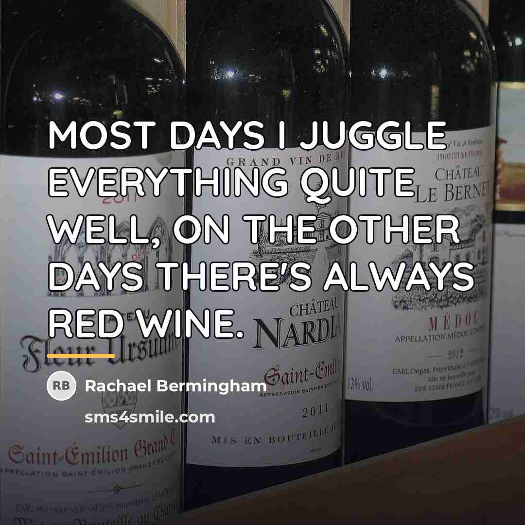 “MOST DAYS I JUGGLE EVERYTHING QUITE WELL, ON THE OTHER…” quote by Rachael Bermingham