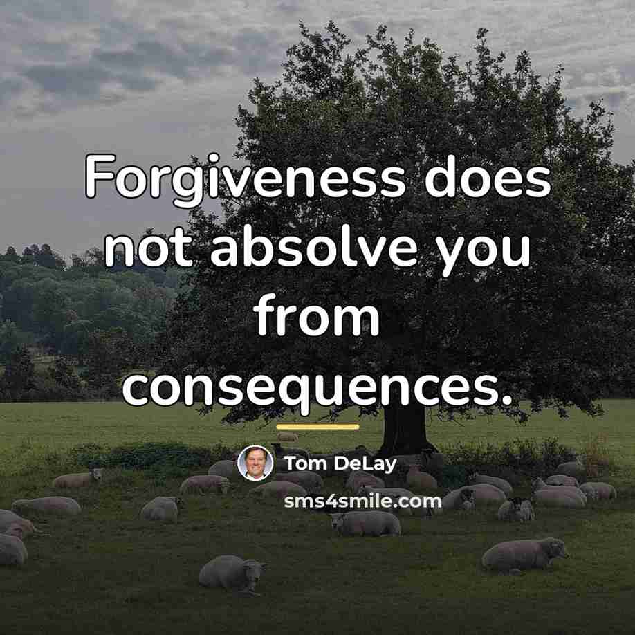 “Forgiveness does not absolve you from consequences.…” quote by Tom DeLay