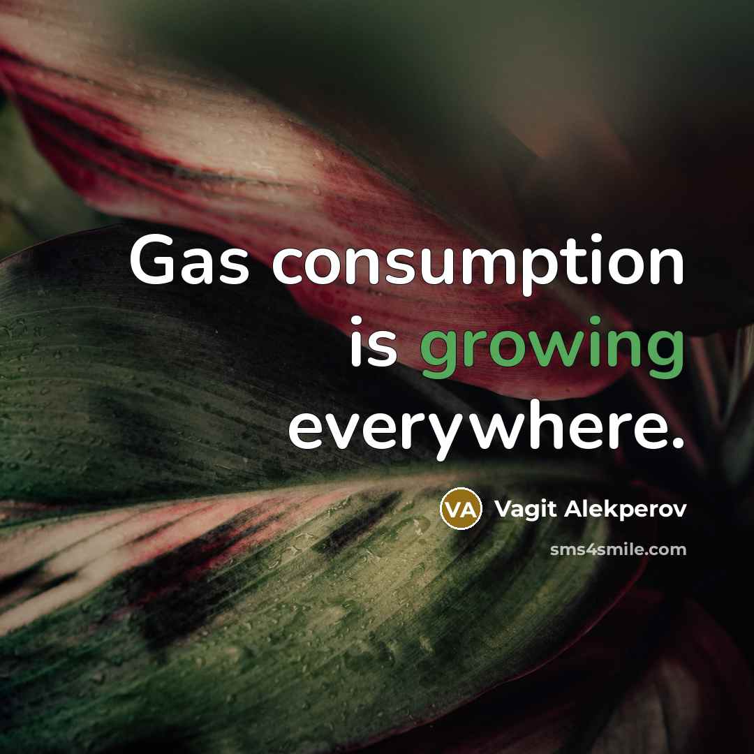 “Gas consumption is growing everywhere.…” quote by Vagit Alekperov