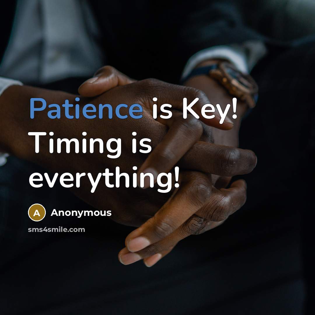 “Patience is Key! Timing is everything!” quote by Anonymous