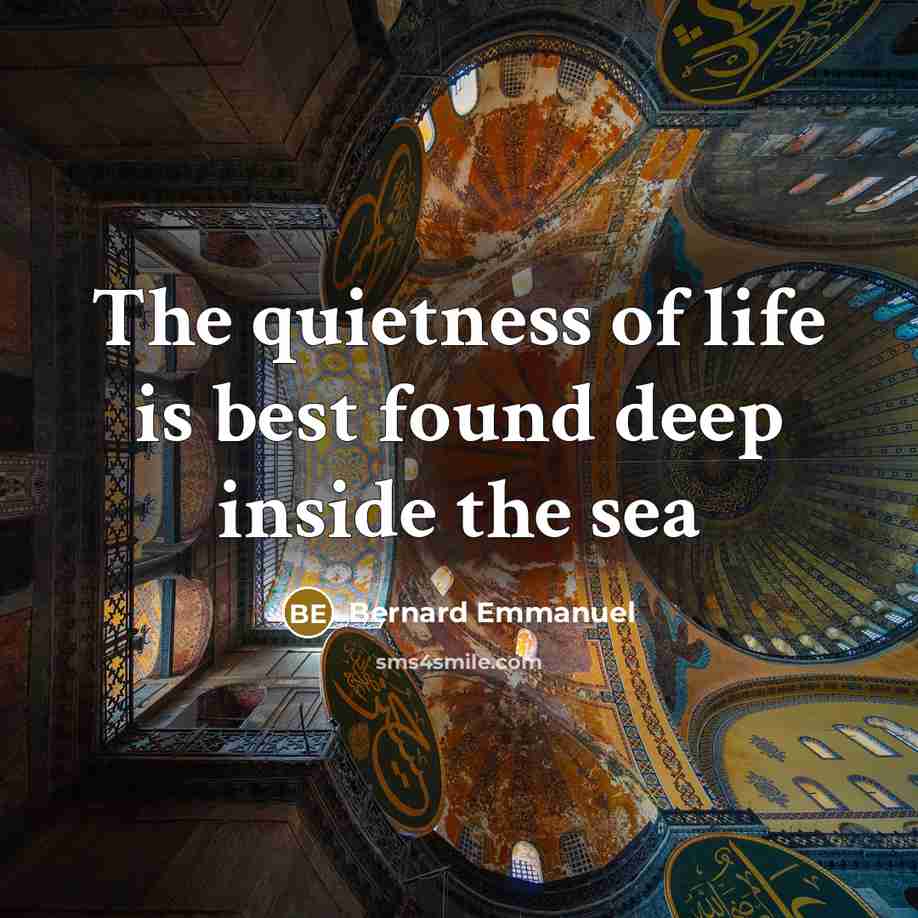 “The quietness of life is best found deep inside the…” quote by Bernard Emmanuel