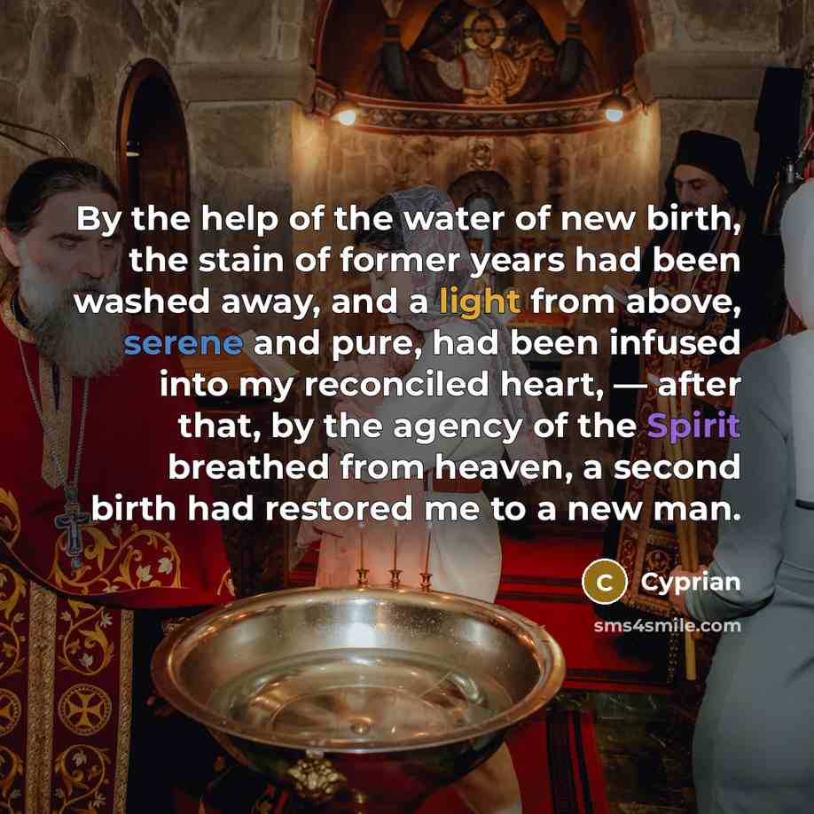 “By the help of the water of new birth, the…” quote by Cyprian