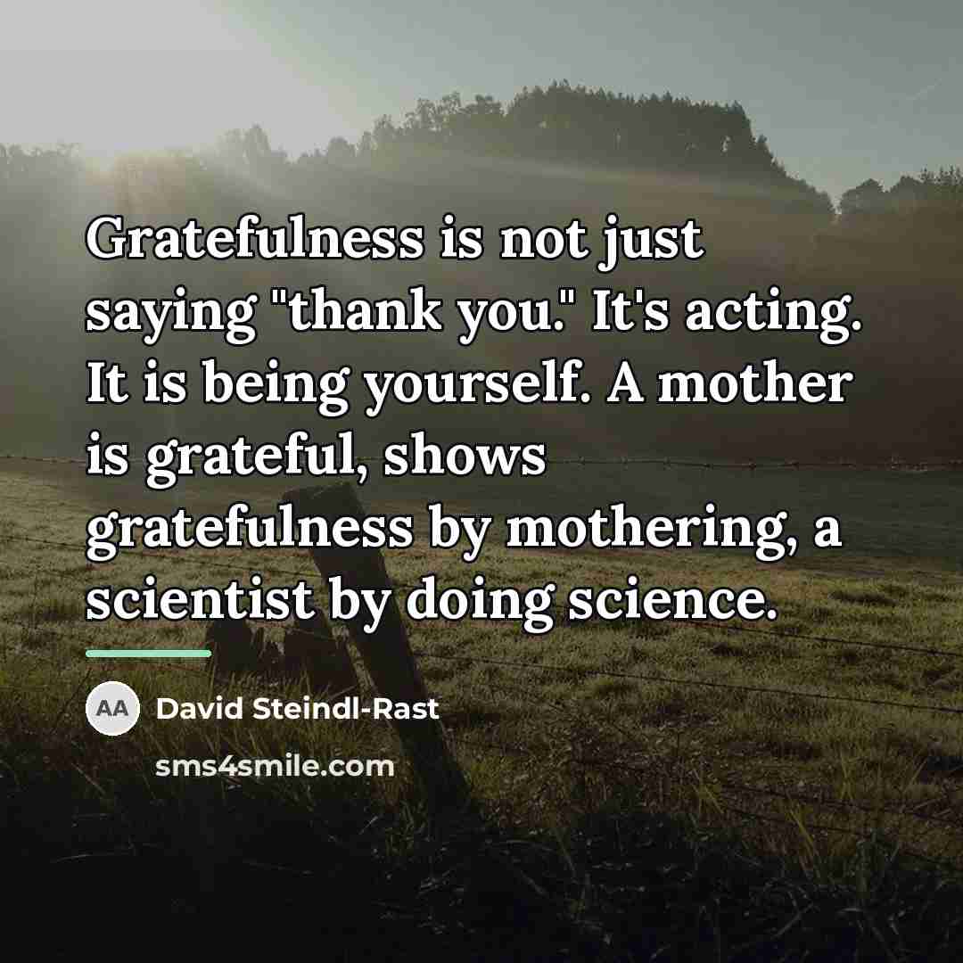 “Gratefulness is not just saying "thank you." It's acting. It…” quote by David Steindl-Rast