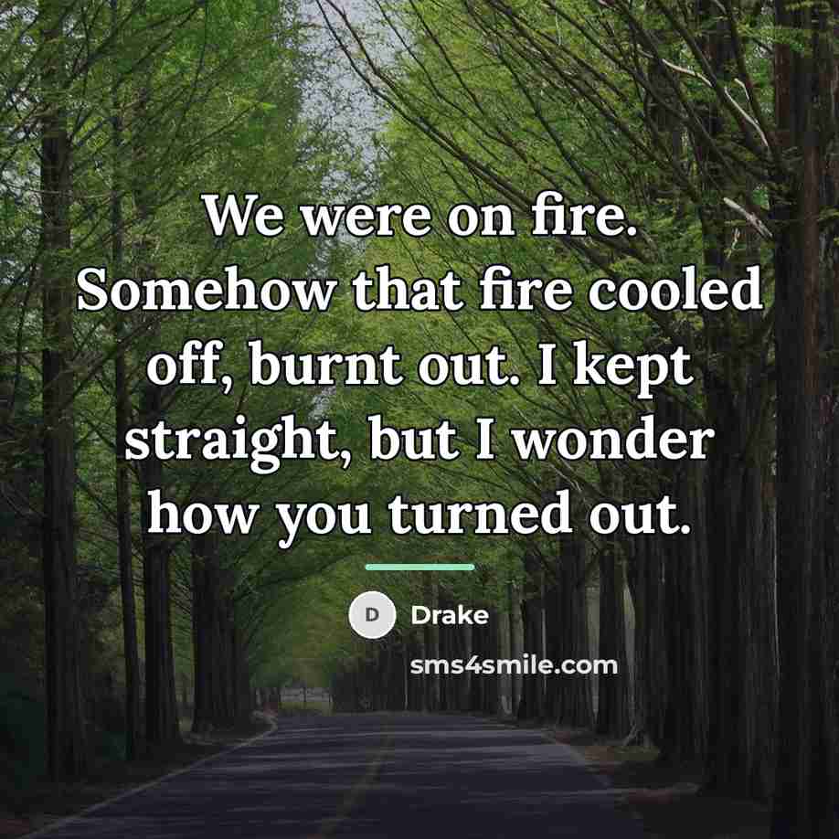 “We were on fire. Somehow that fire cooled off, burnt…” quote by Drake