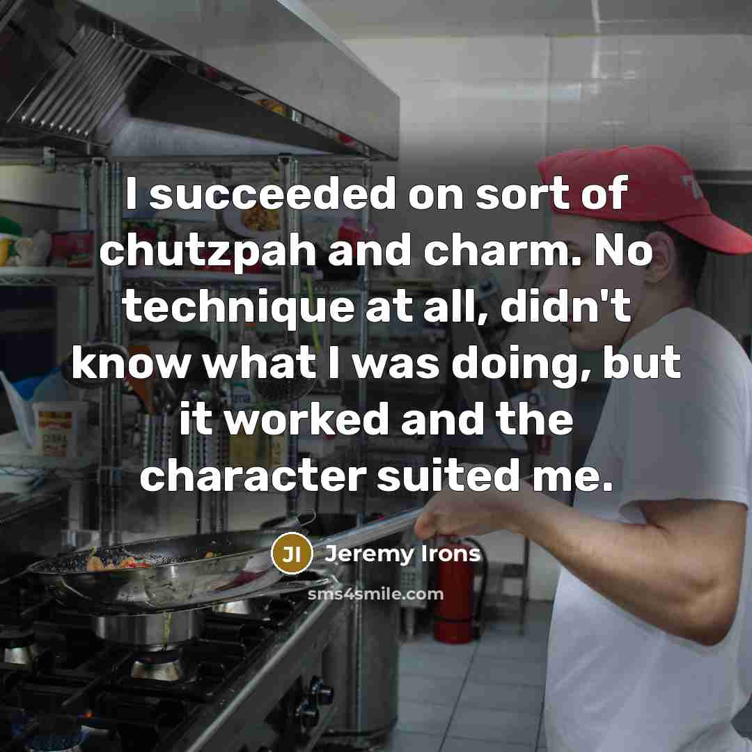“I succeeded on sort of chutzpah and charm. No technique…” quote by Jeremy Irons
